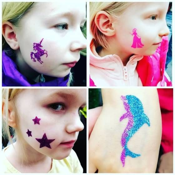 Glittertatuoinnit ja Glitter Tattootent lasten tilaisuuksiin